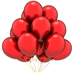 Red balloons party. Beautiful modern birthday decoration