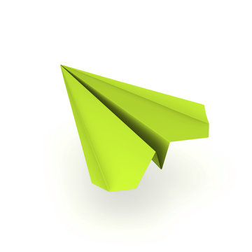 green origami plane