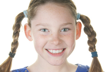 happy girl in braids