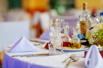 Table set for an event party or wedding reception