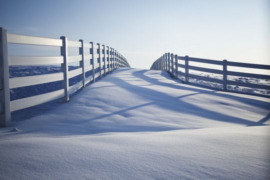 White Fence in Snow