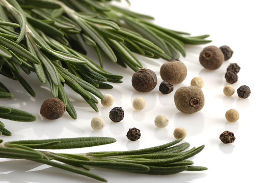 Bunch of rosemary and pepper