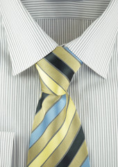 Shirt with striped silk necktie