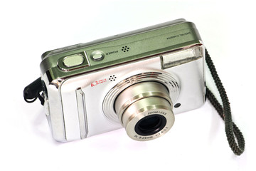 Digital compact camera isolated on white background