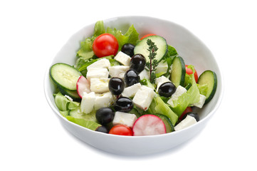 greek salad on bowl