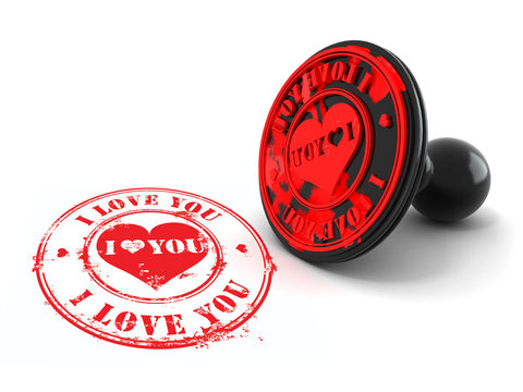 Stamp i love you on white isolated background