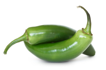 serrano peppers on white background