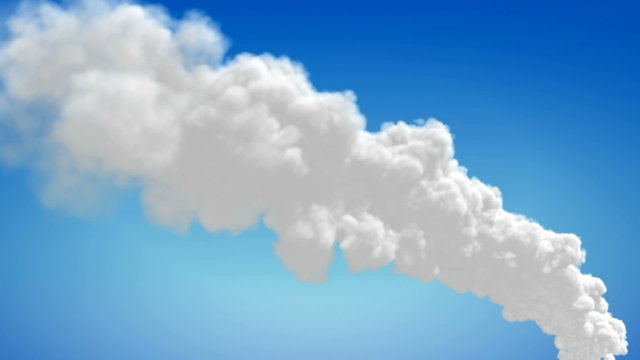 Chimney flue smoke timelapse over blue sky