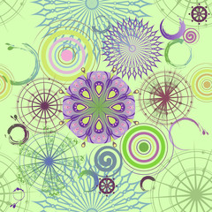 Vector green seamless background with circles