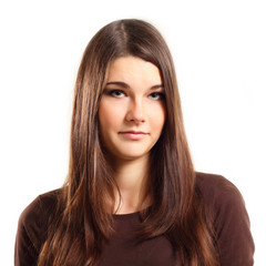 Fototapeta premium teen girl makes a grimace consternation