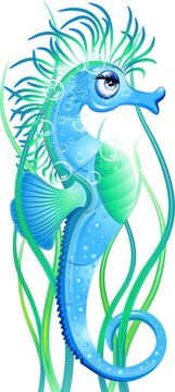Cavalluccio Marino Cartoon-Seahorse Cartoon-Vector