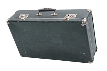 Old Russian suitcase on a white background