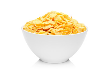 Cornflakes in porcelain bowl