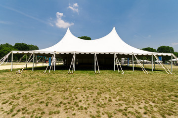 Large White Event Tent, Grass, Blue Sky