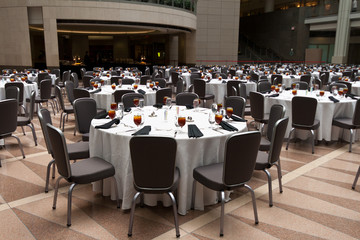 Large Room Set Up for a Banquet, Round Tables - 29888673
