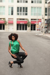 Fototapeta premium Image of a woman posing on the street