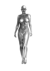 Stock image of a chrome woman isolated on white background