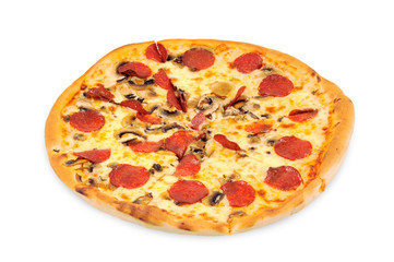 A pizza  with  pepperoni