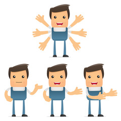 set of funny cartoon manager