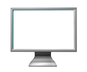 LCD computer monitor white screen (clipping path included)