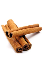 Cinnamon sticks on a white background