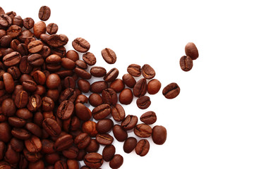Coffee beans on white background
