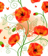 Poppy seamless pattern