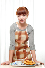 housewife  with breakfast