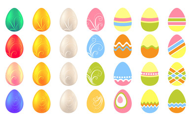 Set of different pretty spring easter eggs