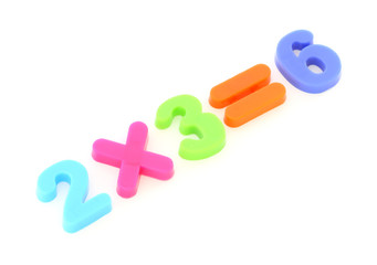 Numbers from toy colourful digits