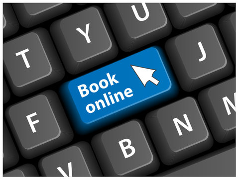 BOOK ONLINE Key on Keyboard (e-booking order now cursor button)