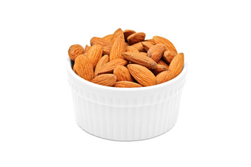 Almonds in porcelain bowl