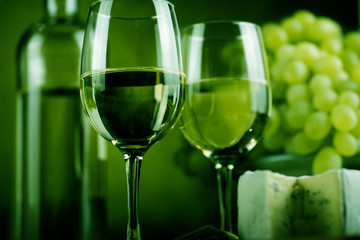 wine bottle and cheese