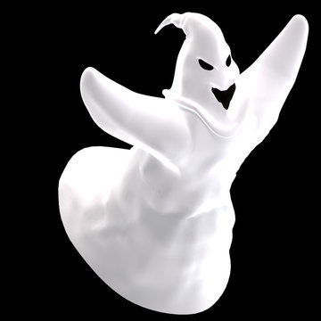 funny cartoon ghost. 3D rendering with clipping path and shadow