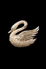 vintage gold swan brooch
