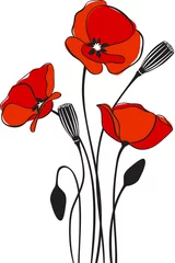 Stickers pour porte Fleurs abstraites Fond floral coquelicot