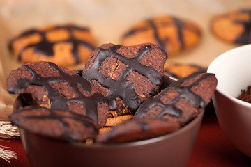 A plate of chocolate cookies