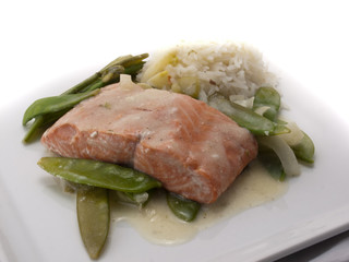 Lachsschnitte mit Sosse