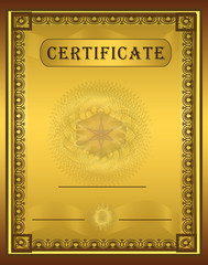Certificate gold frame Vertical