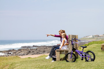 mom and daughter at beach