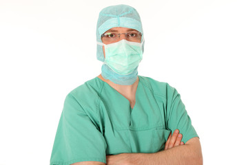 Operateur mit Mundschutz