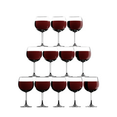 Red wine glass stack