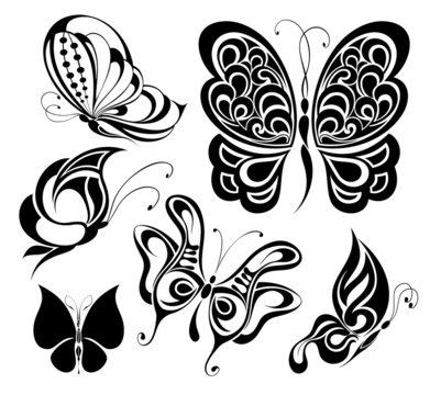 Set of tattoo butterflies