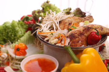 Chinese food, with shallow focus