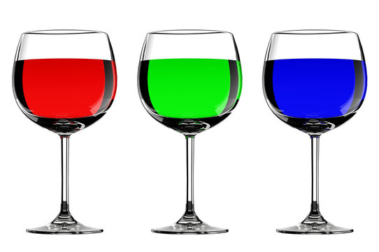 Three RGB wine glasses