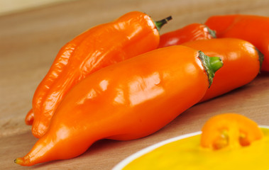 A bunch of the Peruvian hot pepper called aji