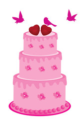 cake with hearts and birds