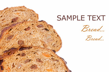 The cut bread isolated on white background