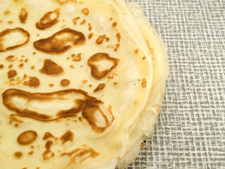 Small group of pancakes on a table