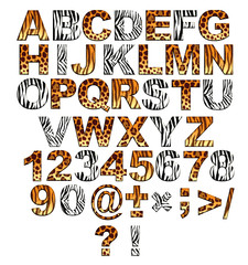 3d alphabet in style of a safari